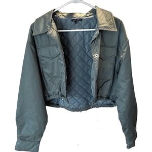 army green cropped puffer jacket